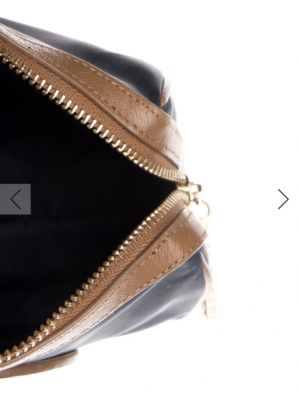 Tory Burch Navy and Brown Embossed Logo Upcycled Beauty to Crossbody Bag